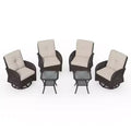 UPTIOT 6-Piece Wicker Swivel Outdoor Rocking Chairs Patio Conversation Set