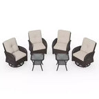 UPTIOT 6-Piece Wicker Swivel Outdoor Rocking Chairs Patio Conversation Set