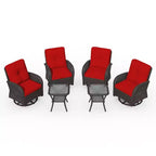 UPTIOT 6-teiliges Loungeset aus Weidengeflecht, drehbare Outdoor-Schaukelstühle