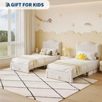 Prinzessin Einzelbett-Plattformrahmen mit Schublade, kein Boxspringbett erforderlich, gepolstertes Kopfteil für Kinder und Mädchen