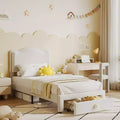 Princess Twin Size Platform Bed Frame with Storage Drawer  No Box Spring Needed, Upholstered Headboard for Kids Girls