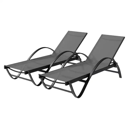 Celebalcony Liegestuhl für den Außenbereich, 2er-Set, Pool-Chaiselongue mit S-förmiger Armlehne, Terrassen-Liegestühle mit verstellbarer Rückenlehne