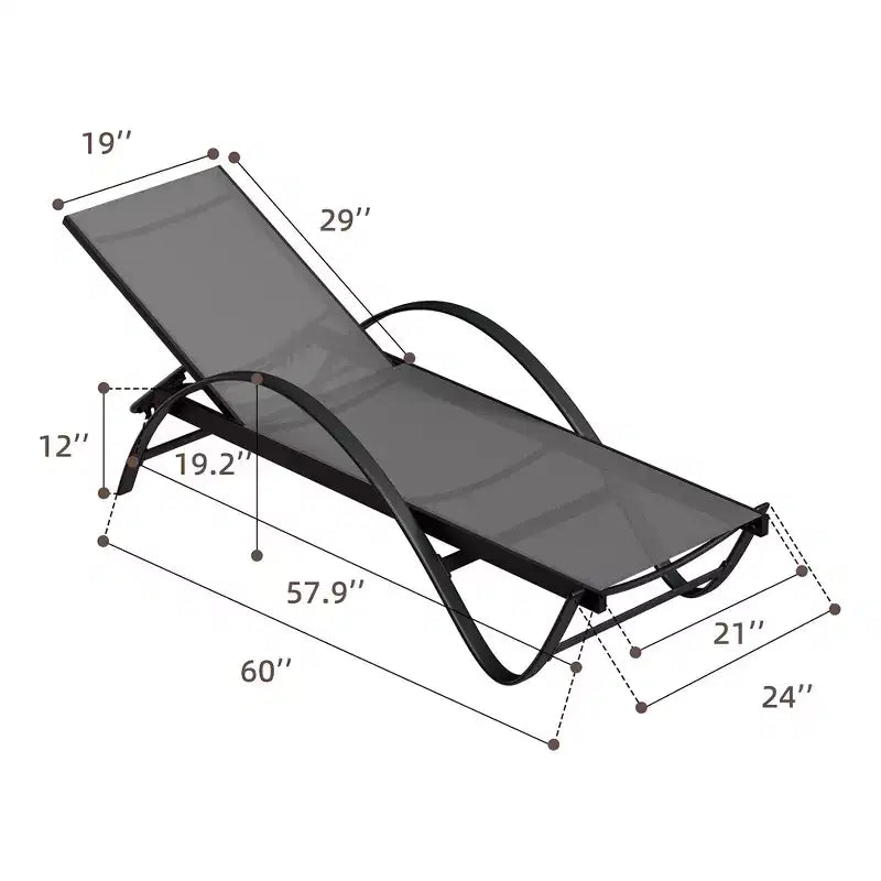 Celebalcony Liegestuhl für den Außenbereich, 2er-Set, Pool-Chaiselongue mit S-förmiger Armlehne, Terrassen-Liegestühle mit verstellbarer Rückenlehne