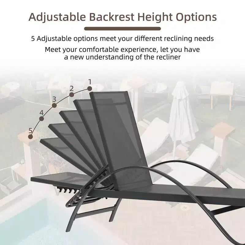 Celebalcony Liegestuhl für den Außenbereich, 2er-Set, Pool-Chaiselongue mit S-förmiger Armlehne, Terrassen-Liegestühle mit verstellbarer Rückenlehne