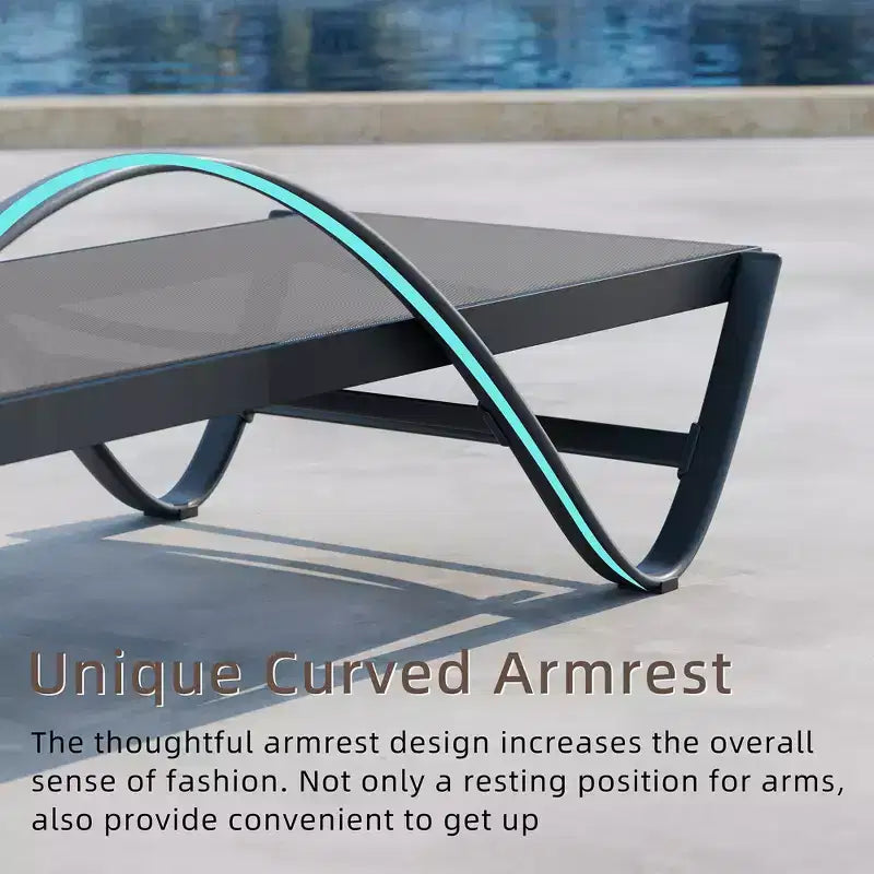 Celebalcony Liegestuhl für den Außenbereich, 2er-Set, Pool-Chaiselongue mit S-förmiger Armlehne, Terrassen-Liegestühle mit verstellbarer Rückenlehne