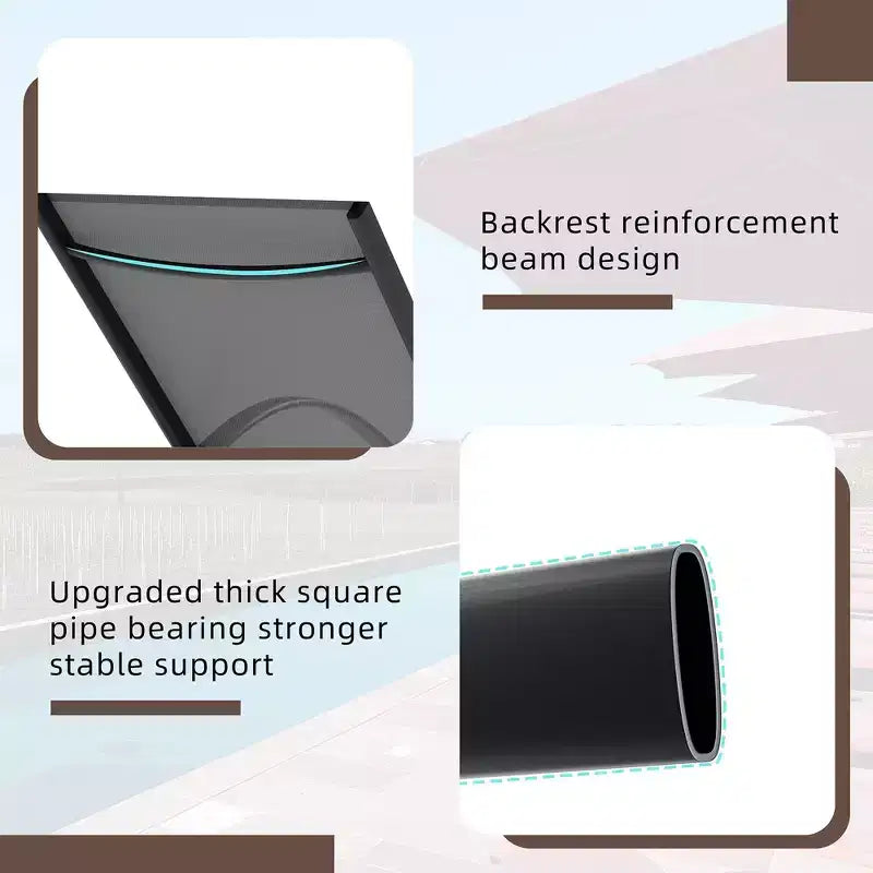 Celebalcony Liegestuhl für den Außenbereich, 2er-Set, Pool-Chaiselongue mit S-förmiger Armlehne, Terrassen-Liegestühle mit verstellbarer Rückenlehne