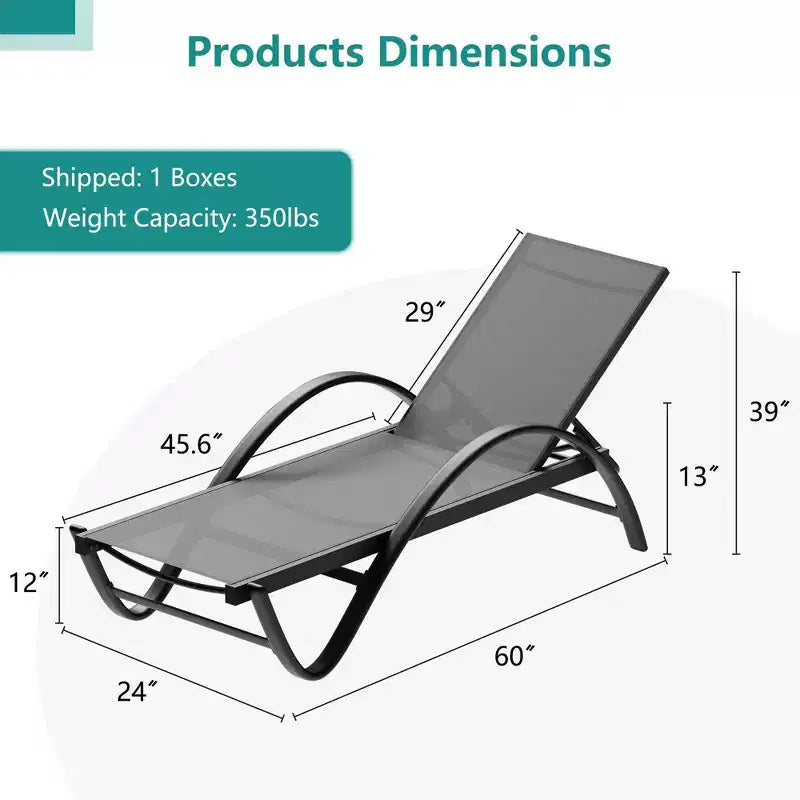 Celebalcony Liegestuhl für den Außenbereich, 2er-Set, Pool-Chaiselongue mit S-förmiger Armlehne, Terrassen-Liegestühle mit verstellbarer Rückenlehne