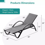 Celebalcony Liegestuhl für den Außenbereich, 2er-Set, Pool-Chaiselongue mit S-förmiger Armlehne, Terrassen-Liegestühle mit verstellbarer Rückenlehne