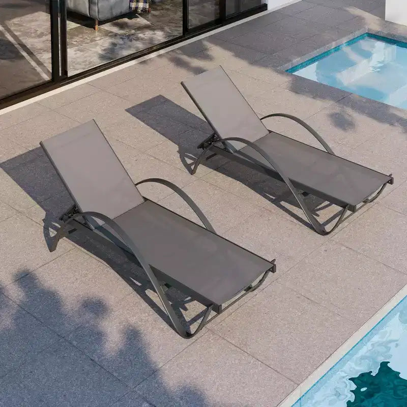 Celebalcony Lounge Chair For Outside Set Of 2, Pool Chaise Lounge With S-Shaped Armrest, Patio Lounge Chairs With Adjustable Backrest
