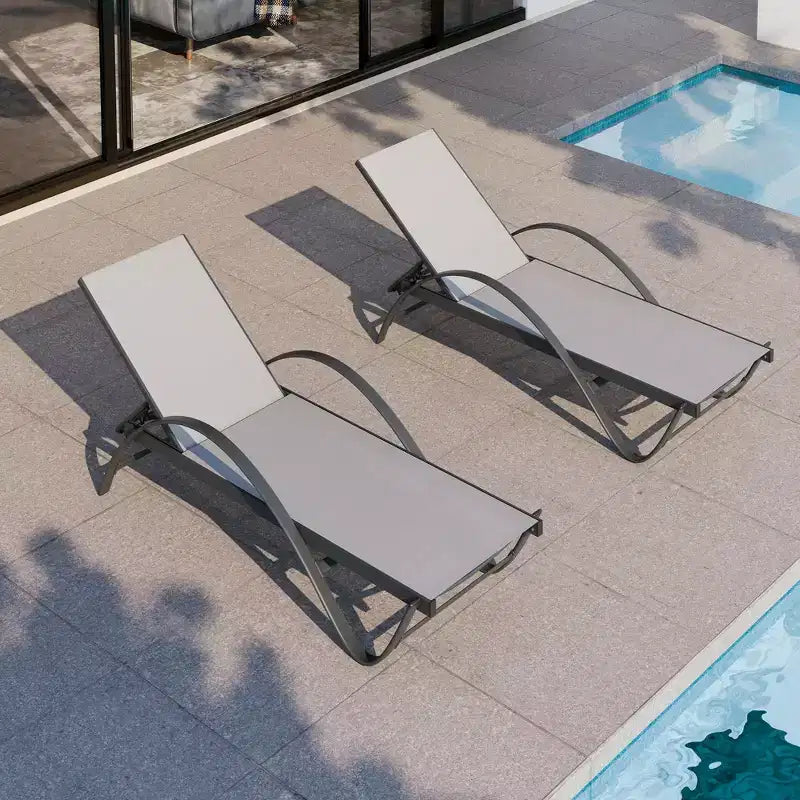 Celebalcony Liegestuhl für den Außenbereich, 2er-Set, Pool-Chaiselongue mit S-förmiger Armlehne, Terrassen-Liegestühle mit verstellbarer Rückenlehne