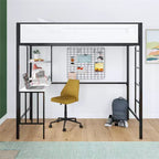 Bellemave Twin Loft Bed with Desk & Shelves,Black