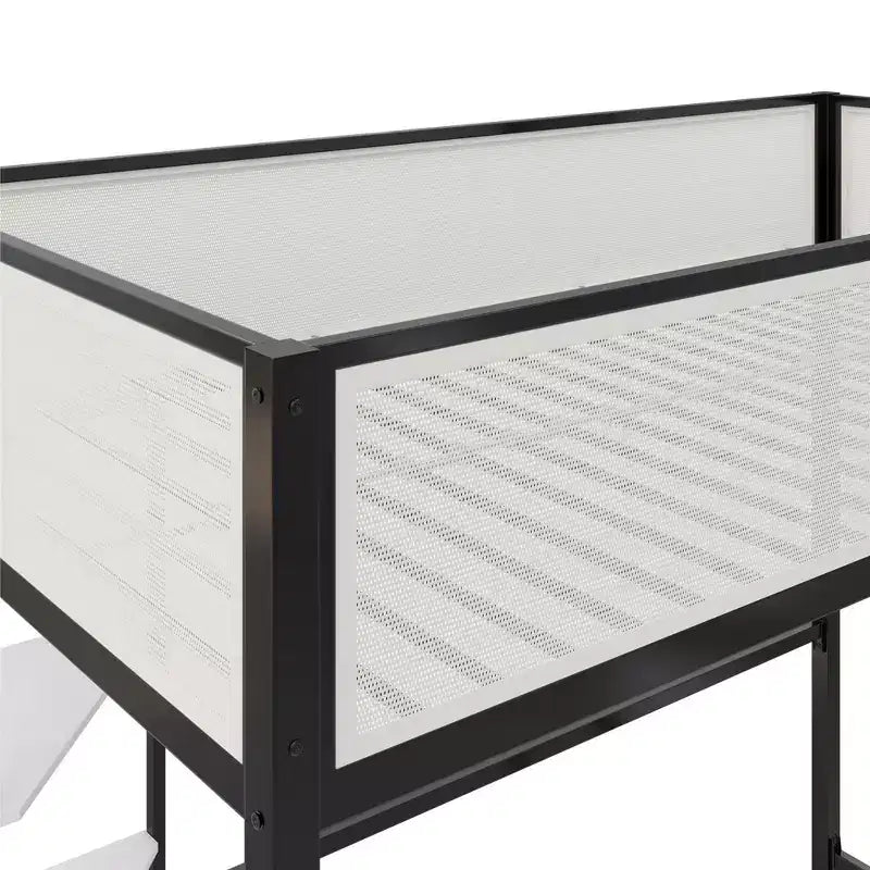 Bellemave Hochbett mit Schreibtisch & Regalen, Schwarz