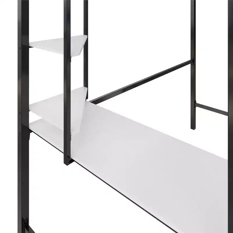 Bellemave Hochbett mit Schreibtisch & Regalen, Schwarz