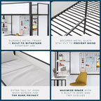 Bellemave Hochbett mit Schreibtisch & Regalen, Schwarz