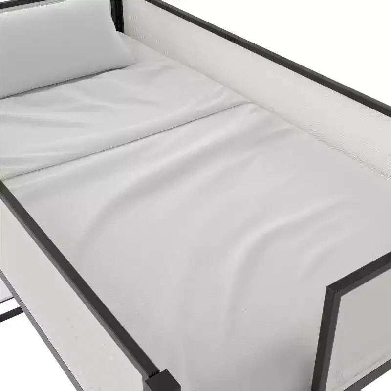 Bellemave Hochbett mit Schreibtisch & Regalen, Schwarz
