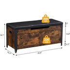 Sitzbank mit Stauraum, Retro Holztruhe mit 2 Sicherheitscharnieren, belastbar bis 136 kg, Ottomanen-Sitzbank für Schlafzimmer, Wohnzimmer, Rustikal