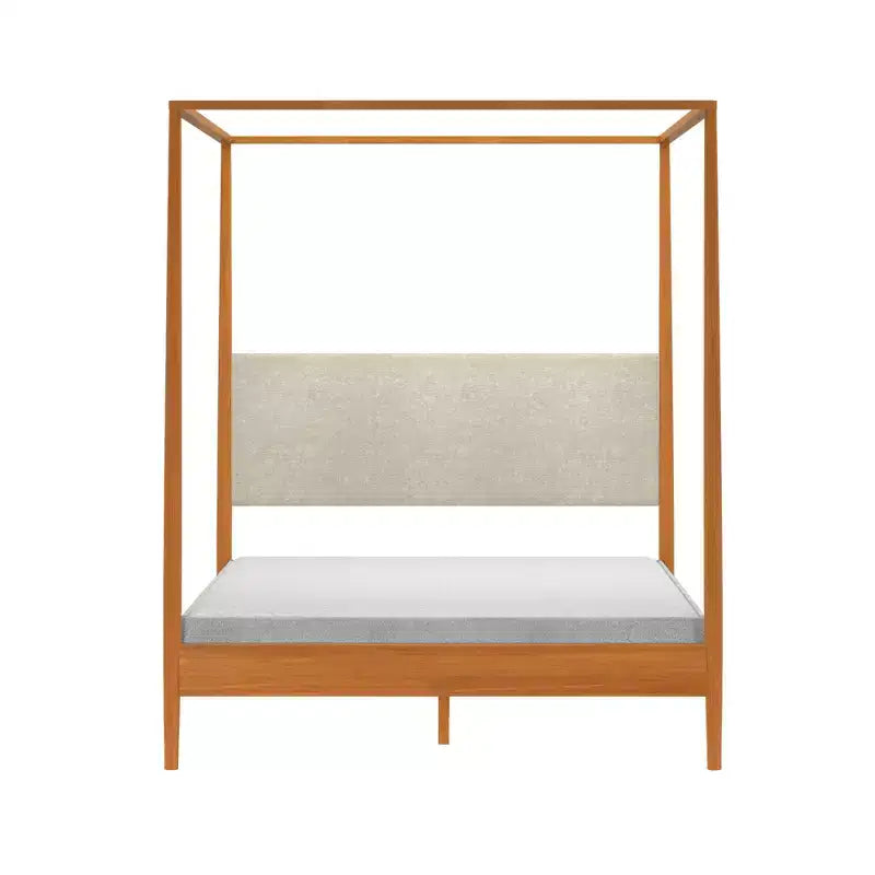 Himmelbett Harbor Queen mit gepolstertem Kopfteil, Blonde/ Swiss Coffee (MD2411-01)