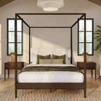 Himmelbett Harbor Queen mit gepolstertem Kopfteil, Blonde/ Swiss Coffee (MD2411-01)