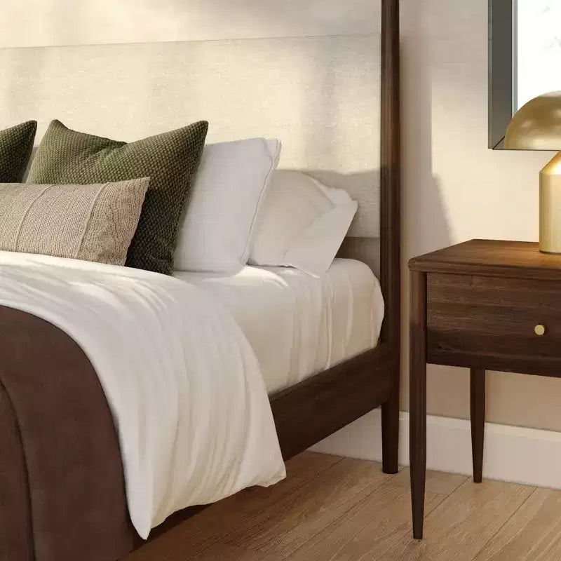 Himmelbett Harbor Queen mit gepolstertem Kopfteil, Blonde/ Swiss Coffee (MD2411-01)