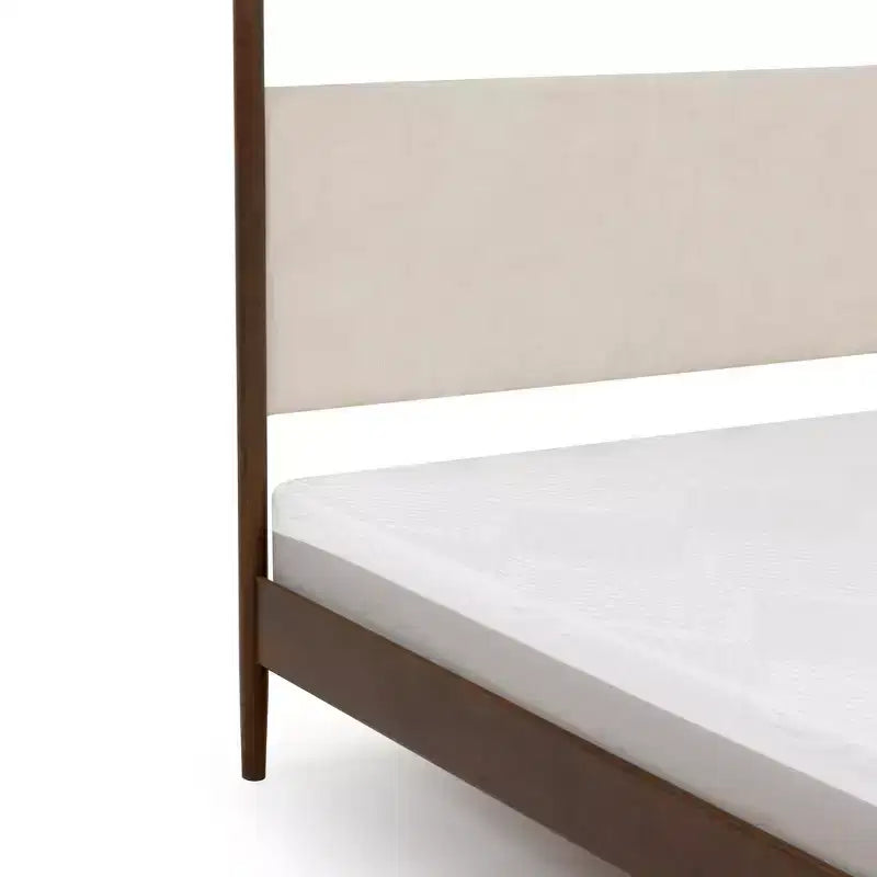 Himmelbett Harbor Queen mit gepolstertem Kopfteil, Blonde/ Swiss Coffee (MD2411-01)