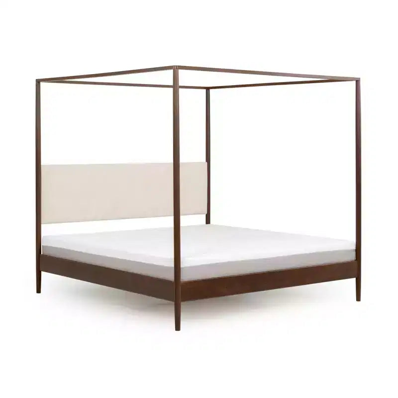 Himmelbett Harbor Queen mit gepolstertem Kopfteil, Blonde/ Swiss Coffee (MD2411-01)