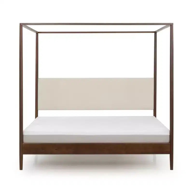Himmelbett Harbor Queen mit gepolstertem Kopfteil, Blonde/ Swiss Coffee (MD2411-01)