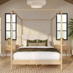 Himmelbett Harbor Queen mit gepolstertem Kopfteil, Blonde/ Swiss Coffee (MD2411-01)