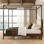 Himmelbett Harbor Queen mit gepolstertem Kopfteil, Blonde/ Swiss Coffee (MD2411-01)