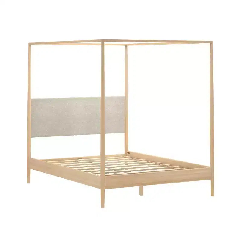 Himmelbett Harbor Queen mit gepolstertem Kopfteil, Blonde/ Swiss Coffee (MD2411-01)
