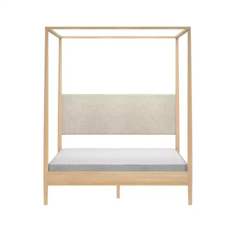 Himmelbett Harbor Queen mit gepolstertem Kopfteil, Blonde/ Swiss Coffee (MD2411-01)