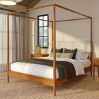 Himmelbett Harbor Queen mit gepolstertem Kopfteil, Blonde/ Swiss Coffee (MD2411-01)