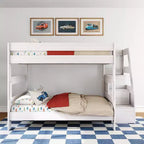 Modernes Bauernhaus Etagenbett Queen über Queen mit Treppe
