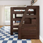 Modernes Bauernhaus Etagenbett Queen über Queen mit Treppe