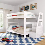 Modernes Bauernhaus Etagenbett Queen über Queen mit Treppe