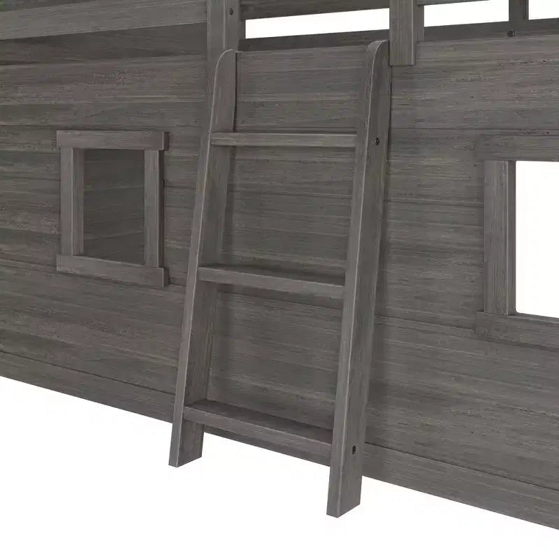 Farmhouse Twin Niedriges Hochbett mit 2 Fenstern