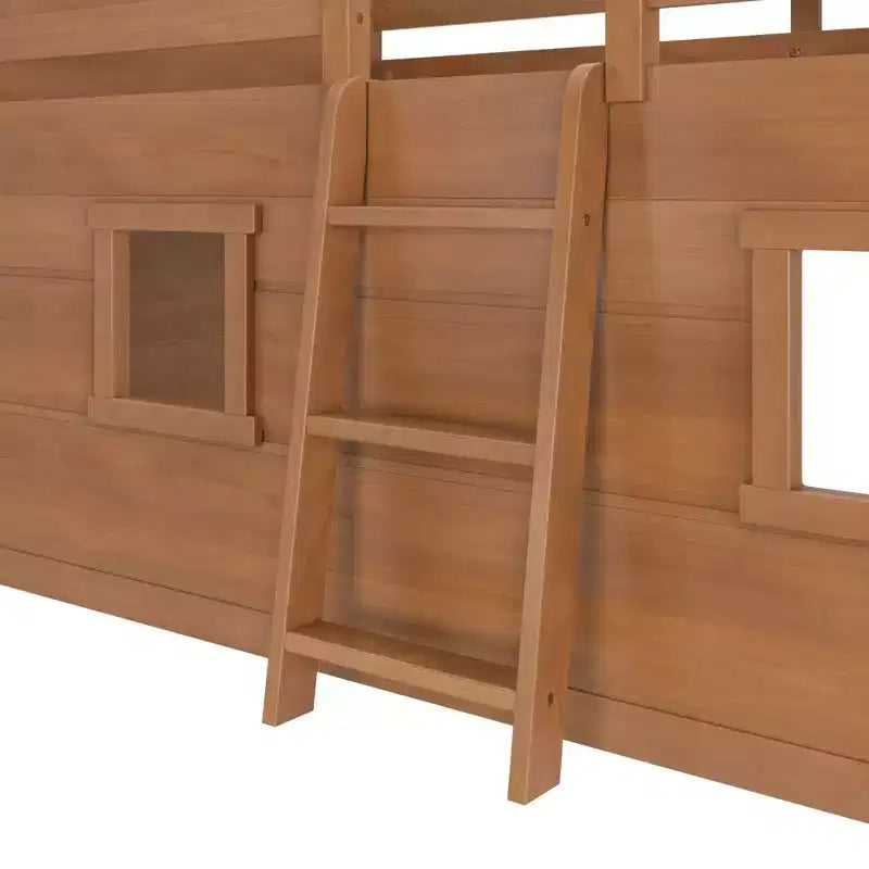 Farmhouse Twin Niedriges Hochbett mit 2 Fenstern