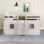 Farmhouse Twin Niedriges Hochbett mit 2 Fenstern