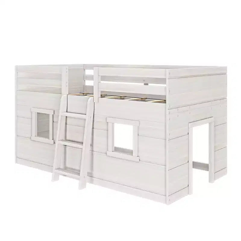 Farmhouse Twin Niedriges Hochbett mit 2 Fenstern