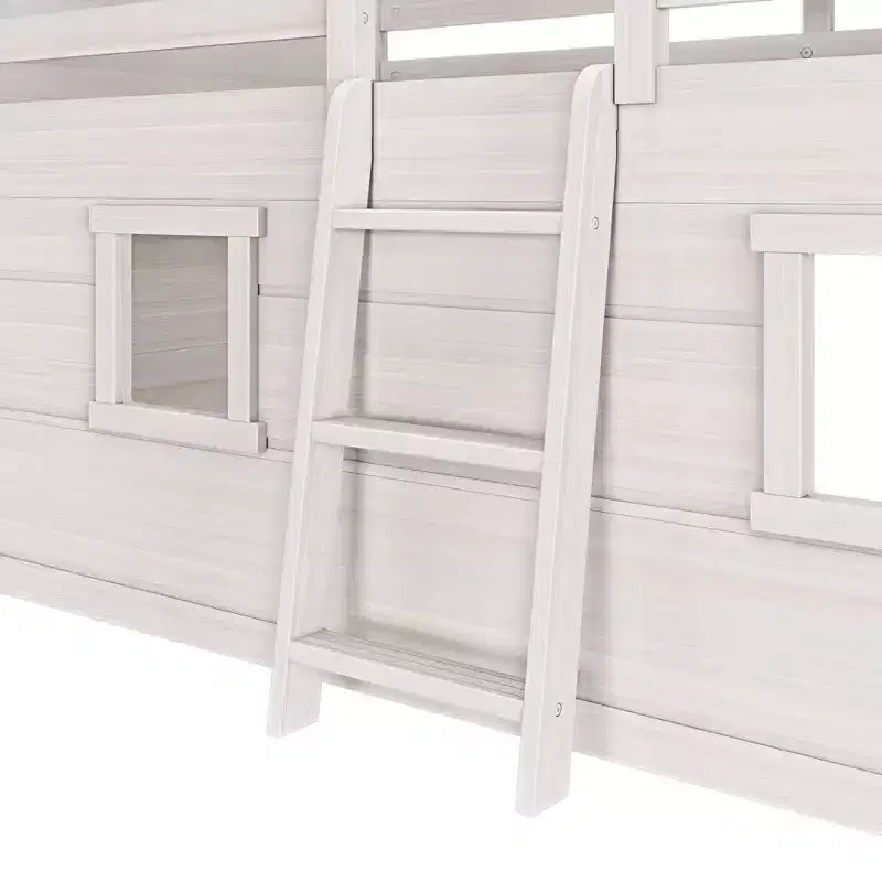 Farmhouse Twin Niedriges Hochbett mit 2 Fenstern