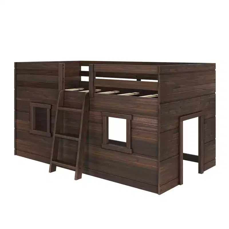 Farmhouse Twin Niedriges Hochbett mit 2 Fenstern