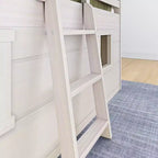 Farmhouse Twin Niedriges Hochbett mit 2 Fenstern