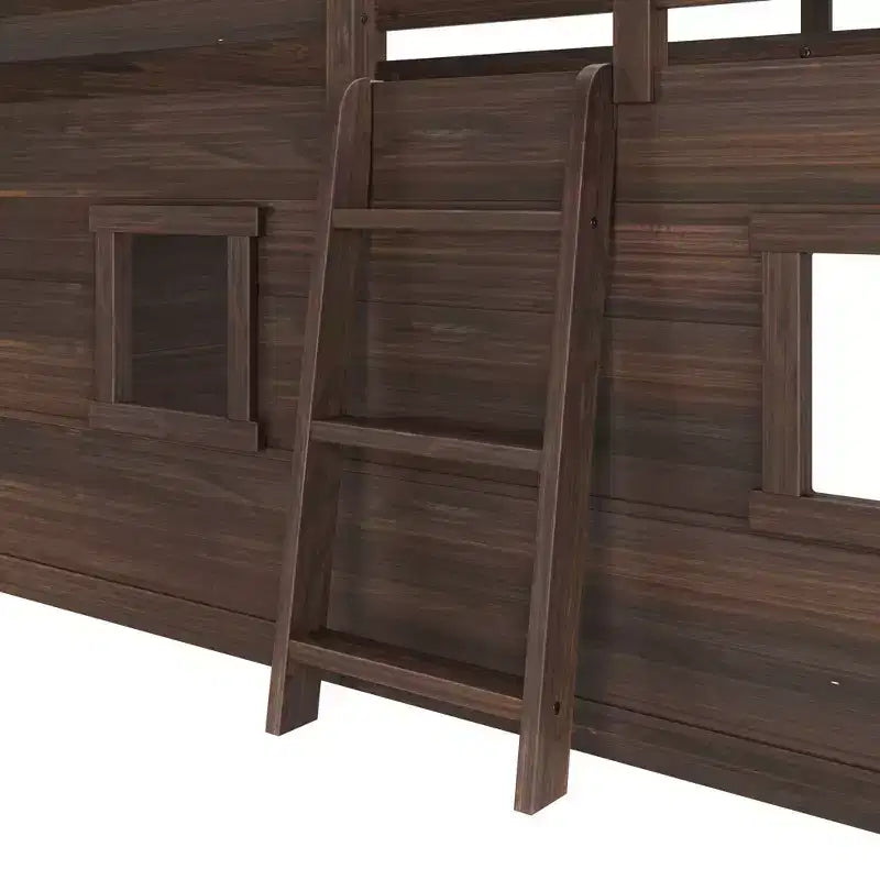 Farmhouse Twin Niedriges Hochbett mit 2 Fenstern