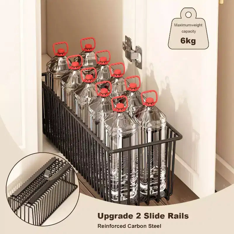 Multifunktionale ausziehbare Regalböden, 2er-Pack ausziehbarer Schrankorganizer, stabile Roll-Out-Schubladen aus Karbonstahl für Küchenschränke, Speisekammer, Bad, unter der Spüle