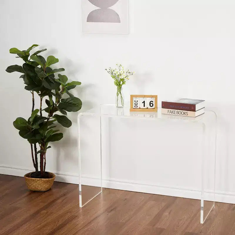 KonsolentischModerner, transparenter Beistelltisch aus Acryl, schmales, kompaktes Akzentmöbel für Wohnzimmer, Esszimmer oder Flur