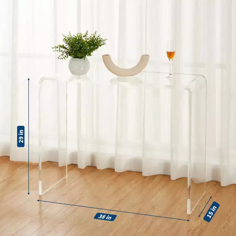 KonsolentischModerner, transparenter Beistelltisch aus Acryl, schmales, kompaktes Akzentmöbel für Wohnzimmer, Esszimmer oder Flur