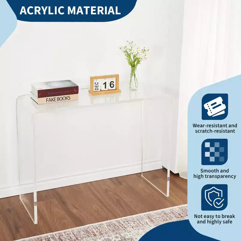 KonsolentischModerner, transparenter Beistelltisch aus Acryl, schmales, kompaktes Akzentmöbel für Wohnzimmer, Esszimmer oder Flur