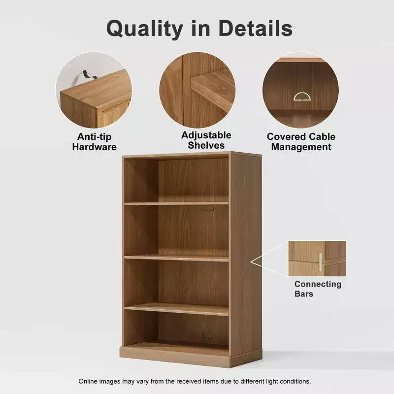 PexFix 49x31x16 Türenloses Bücherregal Holz Aktenschrank Bücherregal & Büroschrank für Küche Schlafzimmer Eingangsbereich Wohnzimmer Esszimmer Natur