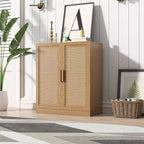 PexFix 36 Modular Sideboard Cabinet with Storage Farmhouse Buffet Cabinet with Rattan Doors for Living Room Kitchen Dining Room Entryway Natural