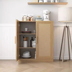 PexFix 36 Modulare Anrichte mit Stauraum, Farmhouse Buffet-Schrank mit Rattantüren für Wohnzimmer, Küche, Esszimmer, Diele, Natur