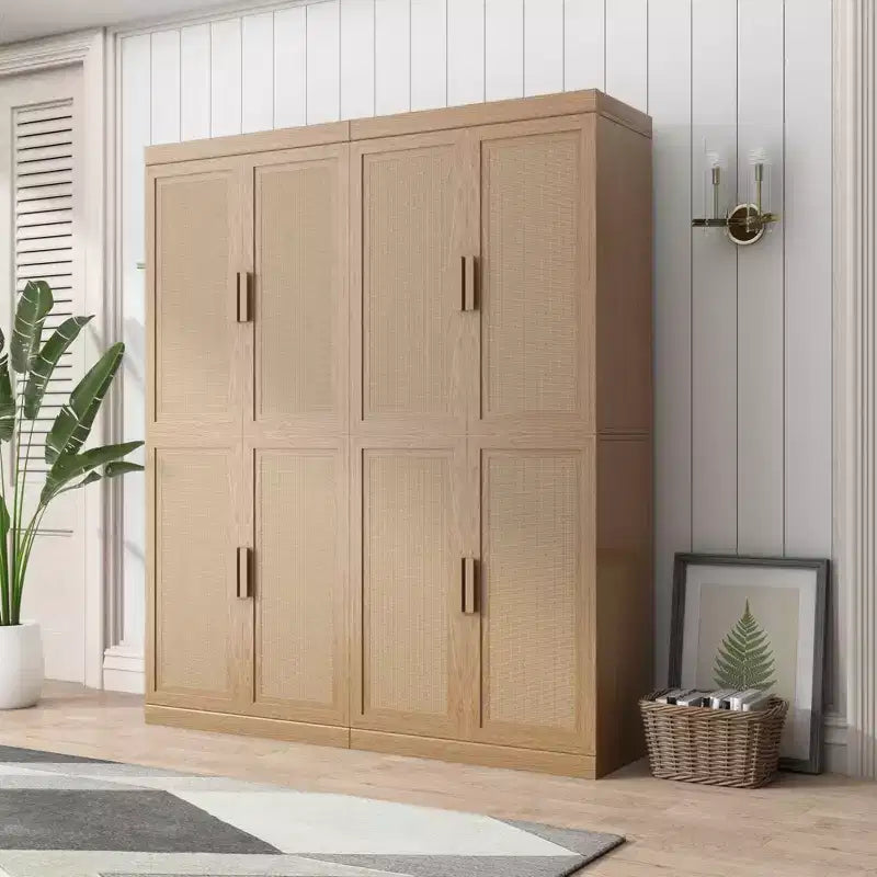 PexFix 36 Modulare Anrichte mit Stauraum, Farmhouse Buffet-Schrank mit Rattantüren für Wohnzimmer, Küche, Esszimmer, Diele, Natur